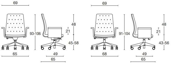 Diemme Вращающийся офисный стул из экокожи с 5 спицами на колесах Artù sun-id-1479642 - Вид №4