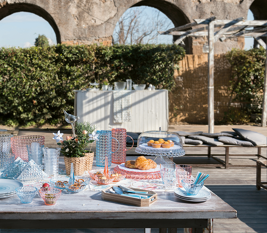 19940181 Блюдо для торта с крышкой, tiffany, D30 см, голубое Guzzini  - Вид №1