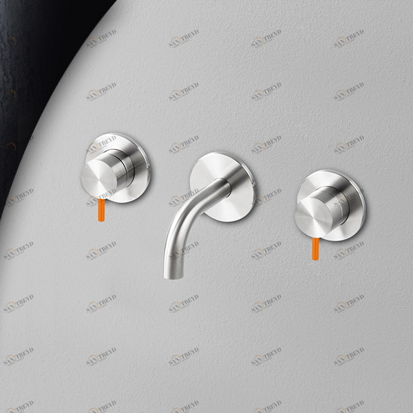 Смеситель для раковины сталь глянцевая с оранжевой ручкой Toki Radomonte TKI27SCIL24