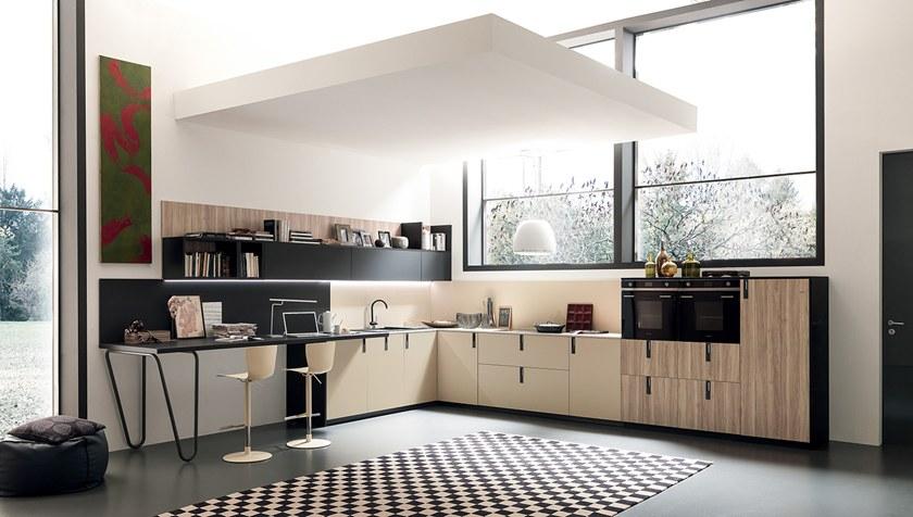 Febal Casa Линейная встроенная кухня из fenix-ntm® sun-id-1363176 - Вид №1