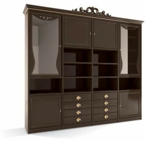 Carpanese Home Настенный книжный шкаф из дерева с ящиками Heritage 5045