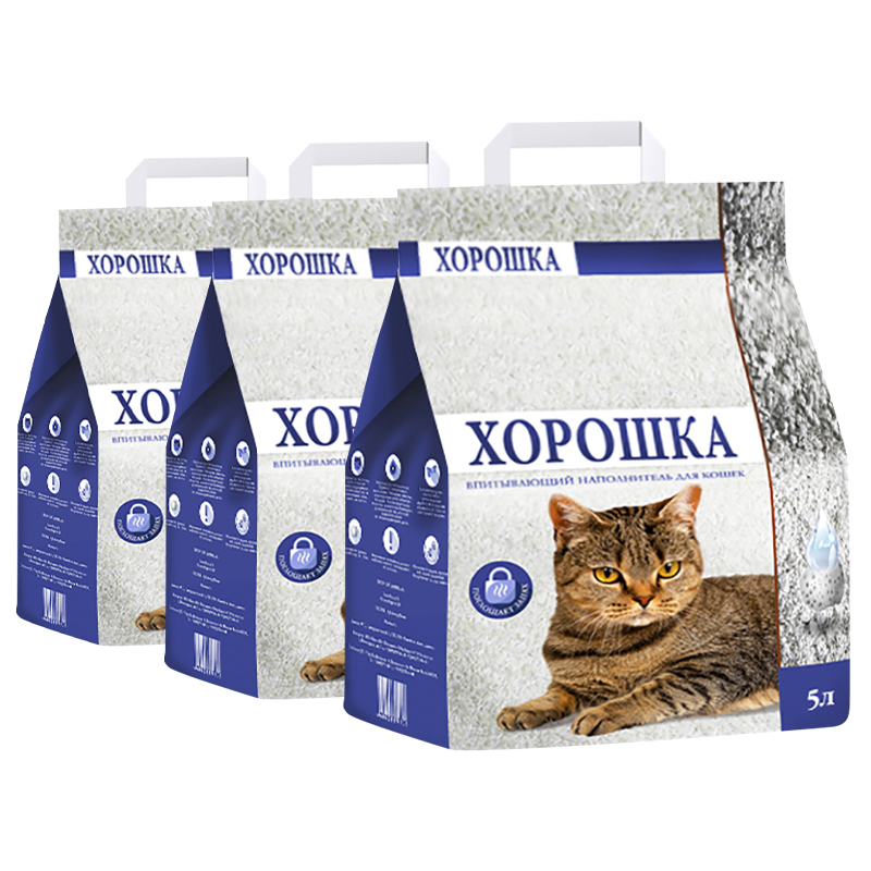 ПР0033931*3 Наполнитель для кошачьего туалета впитывающий 5л (упаковка - 3 шт) ХОРОШКА 