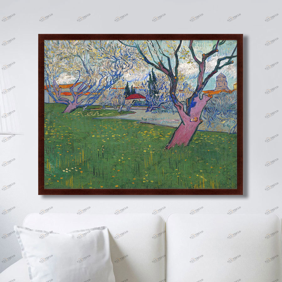 Картина: View of Arles with Trees in Blossom, 1889г. КАРТИНЫ В КВАРТИРУ  264104 Разноцветный 
