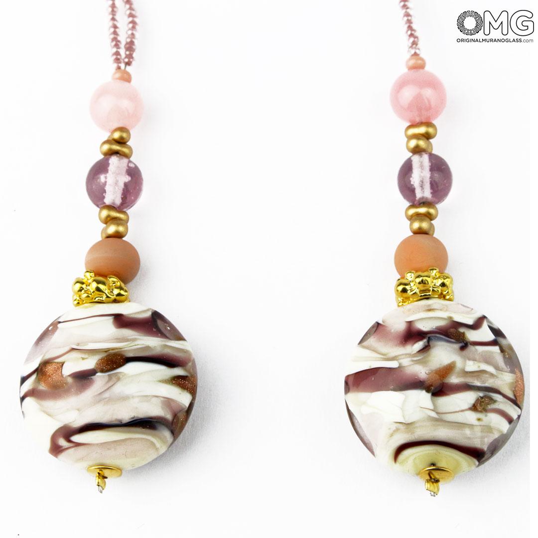 3474 ORIGINALMURANOGLASS Серьги с авантюрином - муранское стекло - Original Murano Glass OMG 5 см  - Вид №1