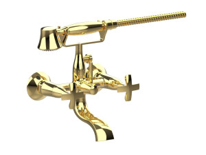 Настенный наружный смеситель для ванны с ручным душем