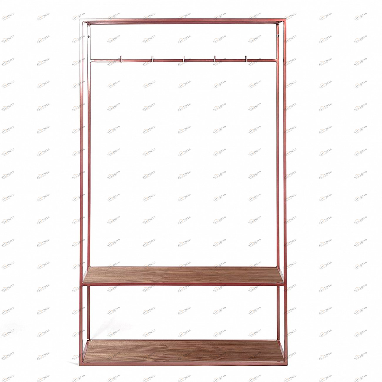 Вешалка в прихожую с полкой медь, американский орех Hallra 2 copper INTELLIGENT DESIGN ВЕШАЛКИ HALLRA 261039 Коричневый;медный 