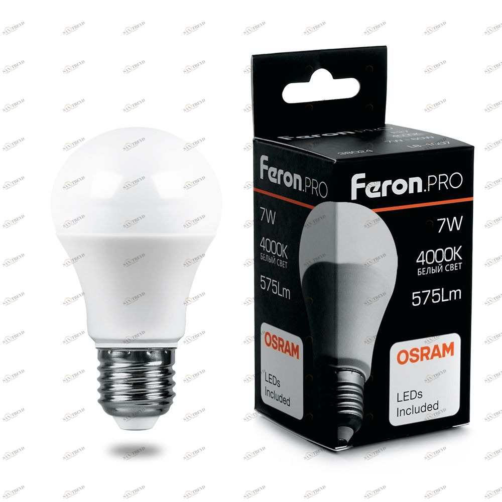 Лампа светодиодная Feron.PRO "Шар" E27 7W 2700K OSRAM LED LB-1007 38023 FERON  00-3956701 Матовый 