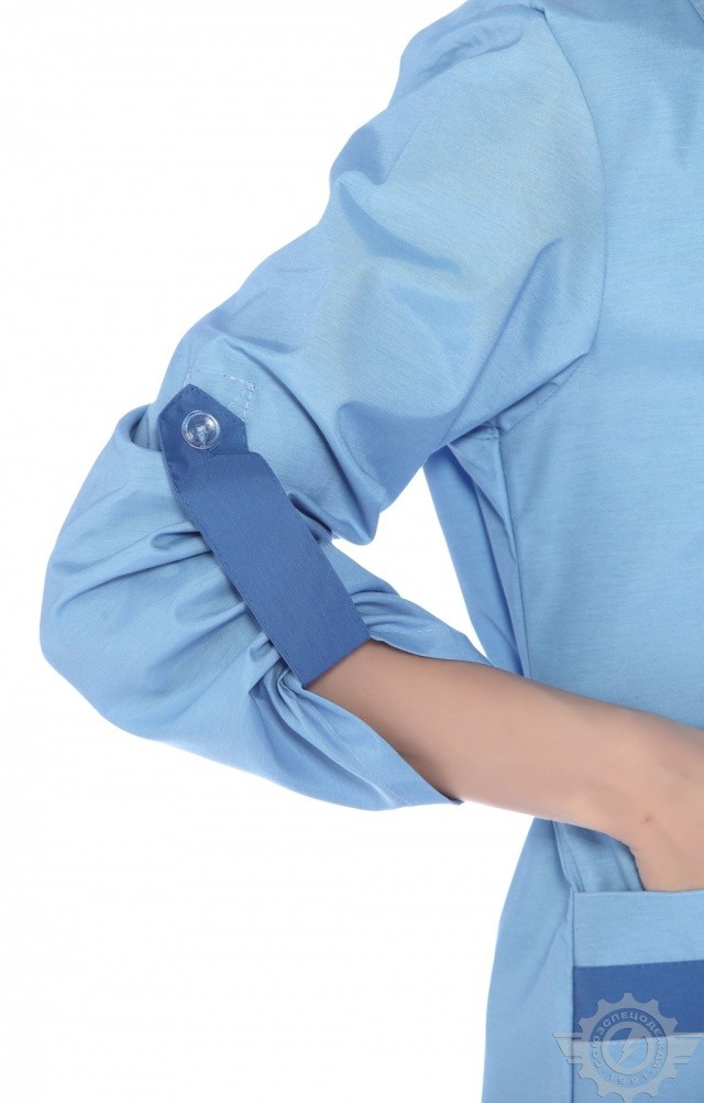 61739 Халат "Радуга" длинный рукав голубой  Одежда для обслуживающего персонала  размер 62 Спецодежда  - Вид №5