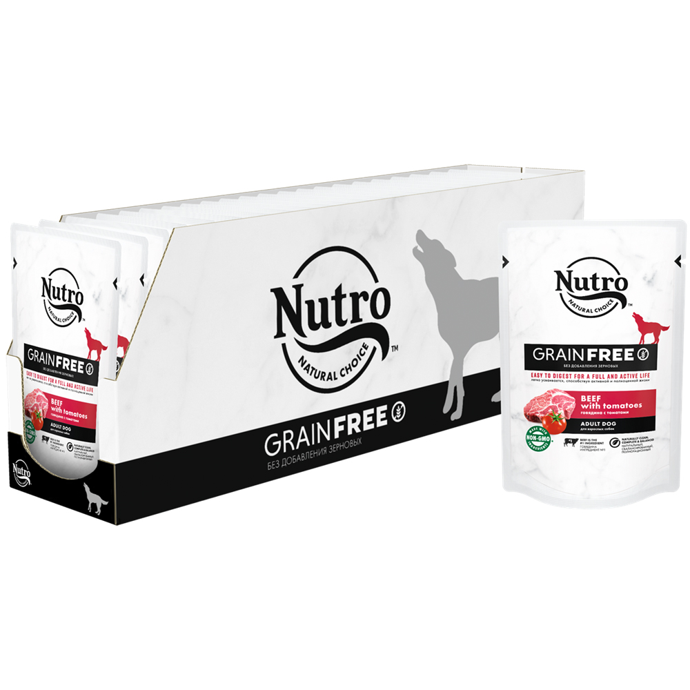 ПР0059459*24 Корм для собак Говядина с томатами пауч 85г (упаковка - 24 шт) NUTRO 