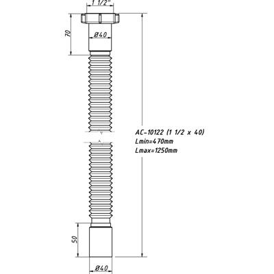 Гибкая труба 1 1/2х40 L-1250 мм  АС-10122 (О) АС-10122 ОРИО 151644 - Вид №1