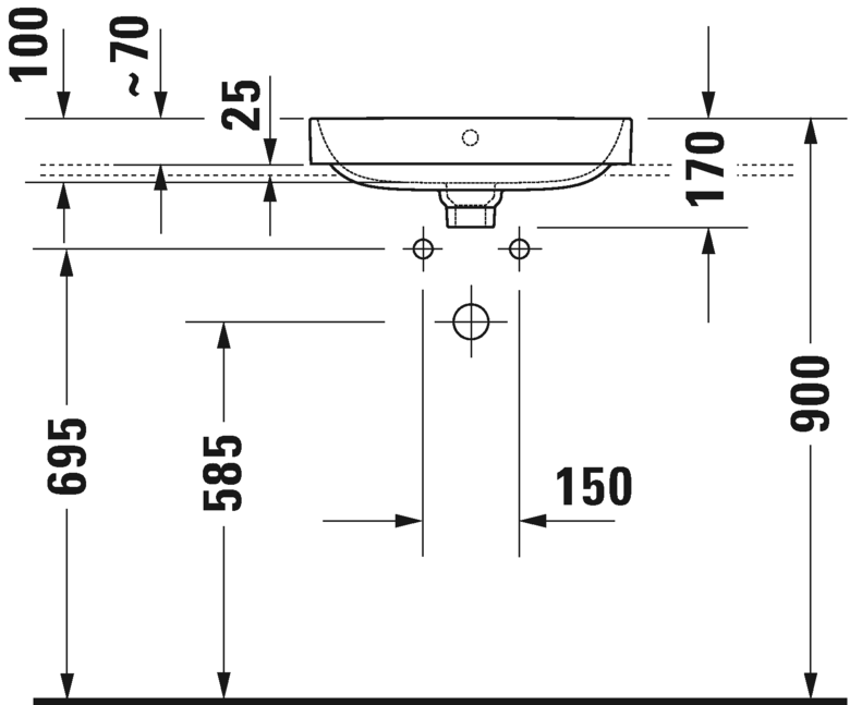 2360501360 Подвесная раковина настенная овальная Duravit Happy D.2 Plus - Вид №3