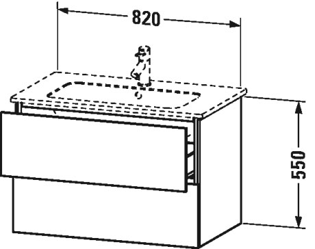 LC624109090 Тумбочка подвесная L-Cube #LC6241 820 x 481 мм Фланелево-серый шелковисто-матовый лак Duravit - Вид №2