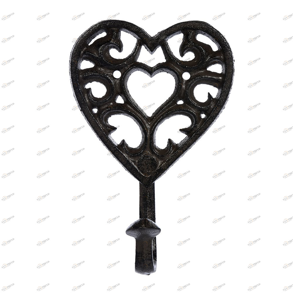 Крючок настенный черный 17 см "Сердце" BLUMEN HAUS  00-3971628 Черный 