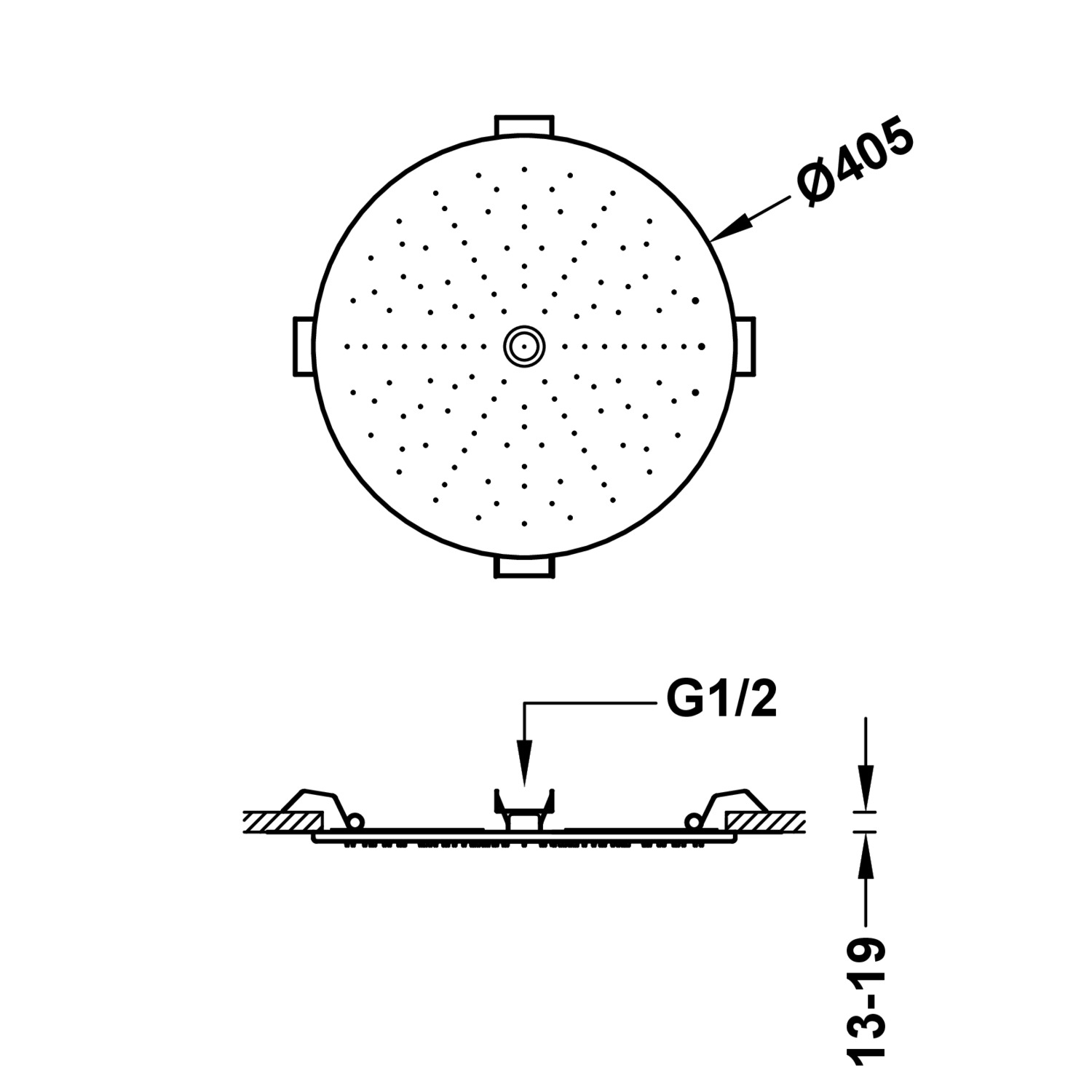 Скрытая потолочная насадка для душа-13495002KMB TRES Showers - Вид №1