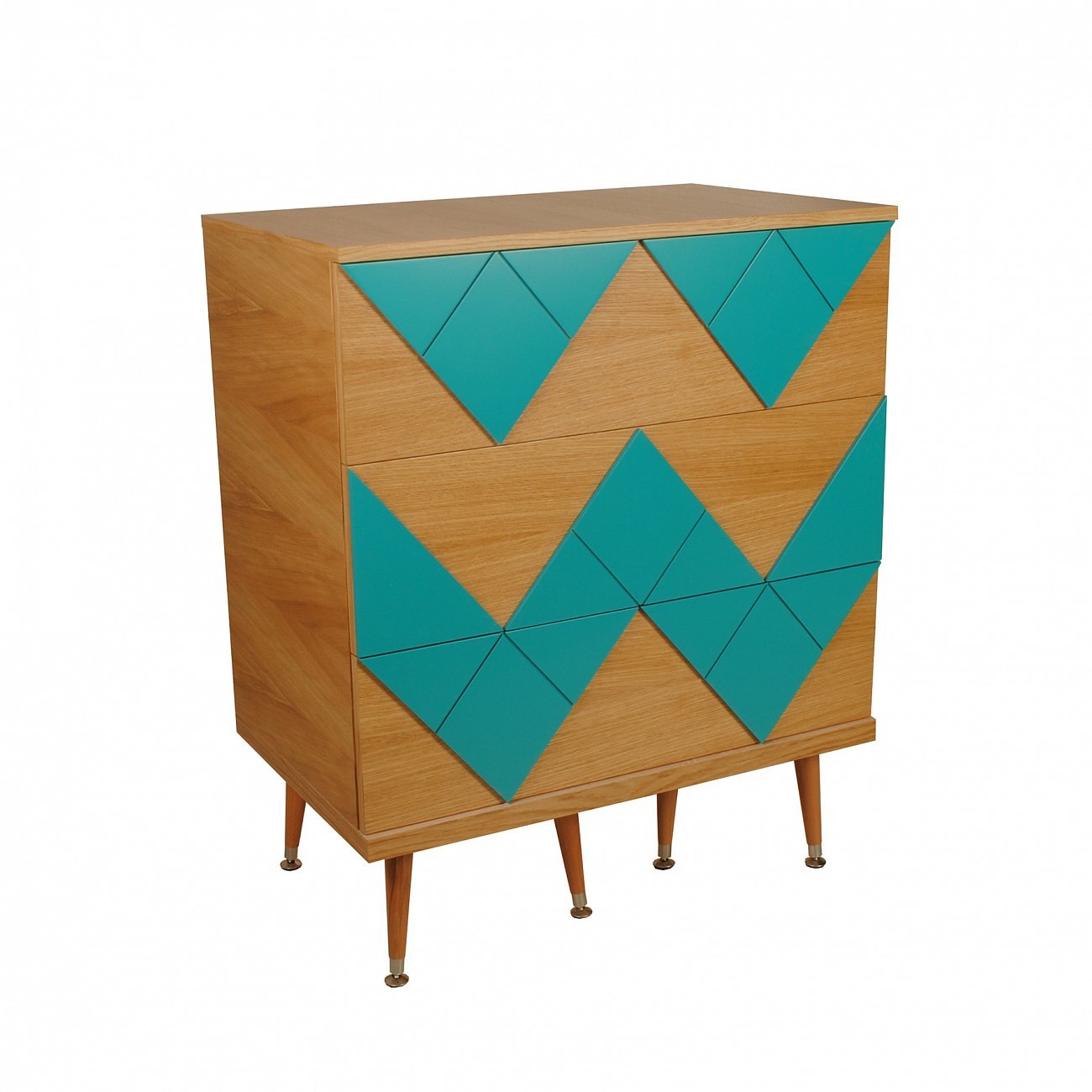 Комод с деревянными ножками и 3 ящиками бирюзовый Lady Woo WOODI  00-3965961 Бежевый;дуб сонома;зеленый  - Вид №5
