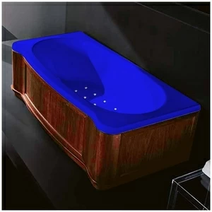 Ванна Gruppo treesse New Classic Young STA-V674C-SX-WO-SI синяя с аэромассажем прямоугольная левая дерево орех