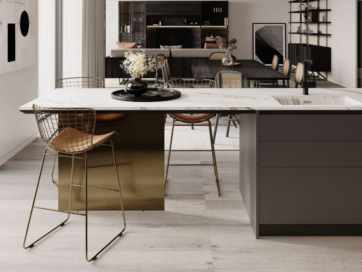 Металлический барный стул с мягким сиденьем EUPHORIA GOLD ARCH-00129346 - Вид №2