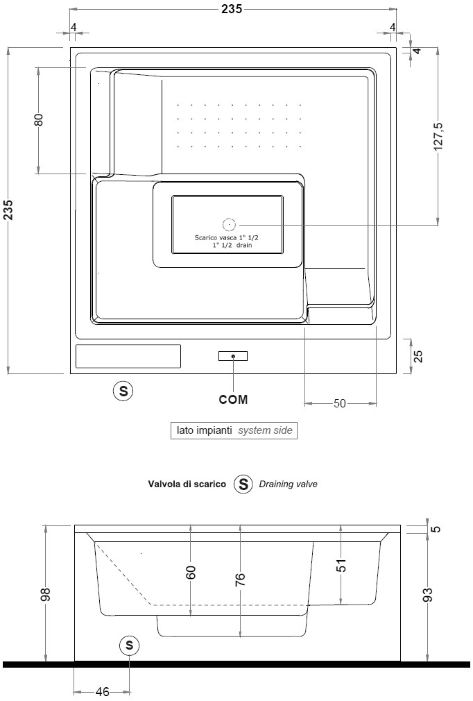 Gruppo Treesse Квадратный мини-бассейн с хромотерапией с гидромассажем Treesse ghost sun-id-1482162 - Вид №3
