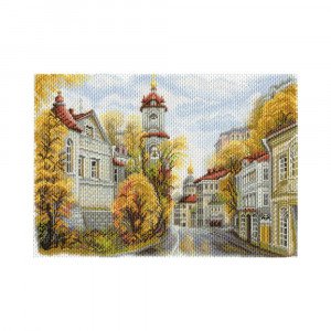 1758 Канва/ткань с рисунком Рисунок на канве 33 см х 45 см "Московские улочки.Улица Рождественка" Матренин посад
