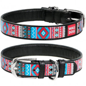 ПР0048401 Ошейник для собак Waudog с рисунком Этно, ширина 12мм, длина 19-25см черный COLLAR