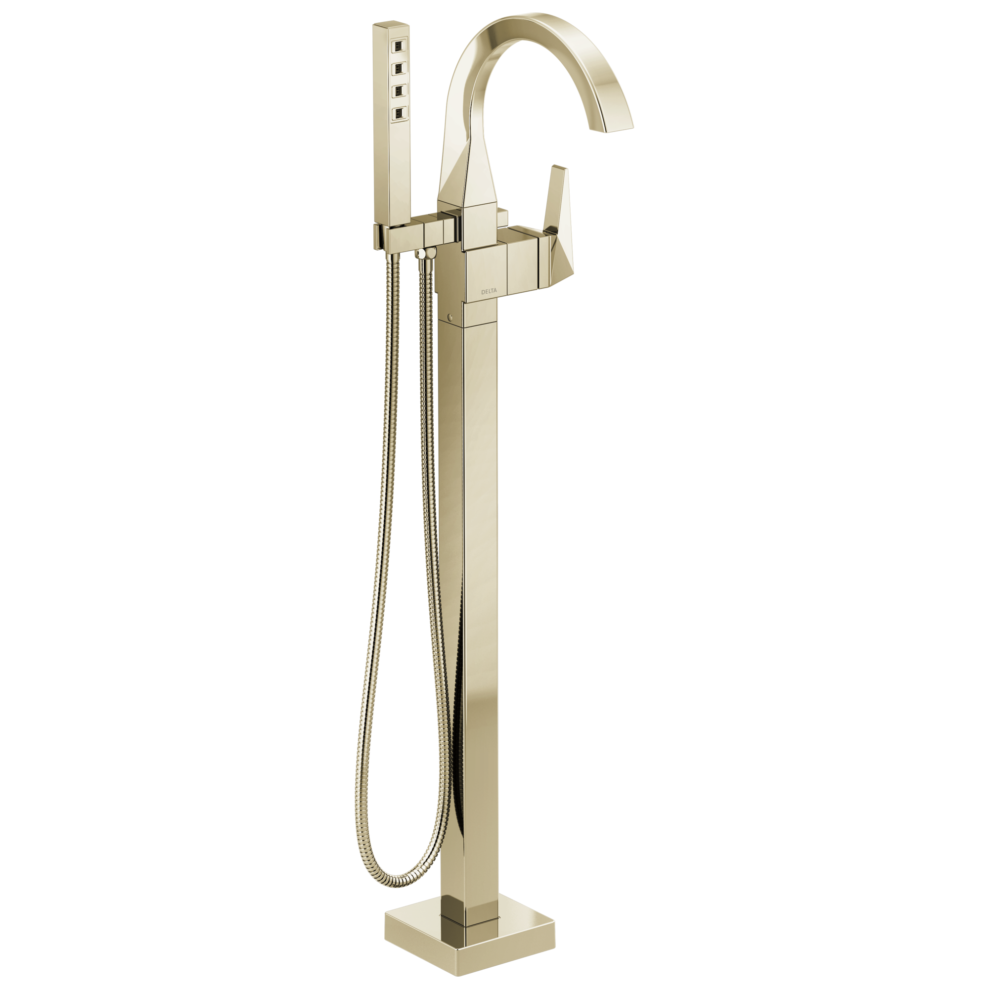 T4746-PNFL Напольная накладка для ванны с одной ручкой и ручным душем Delta Faucet Trillian Полированный никель 