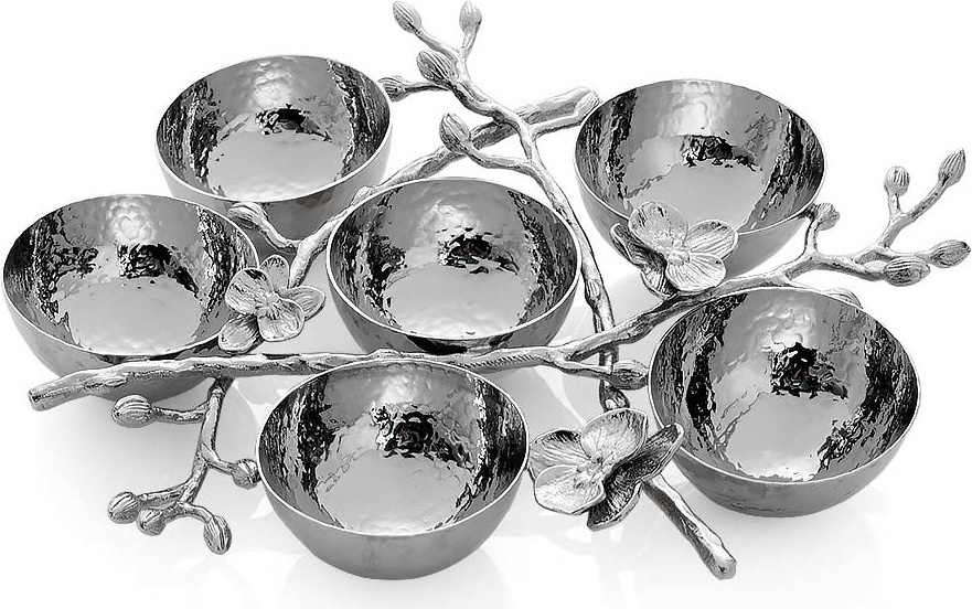 10583980 Michael Aram Менажница шестисекционная Michael Aram Белая орхидея 29см Сталь нержавеющая 