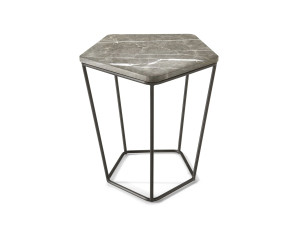 Высокий металлический журнальный столик с мраморной столешницей