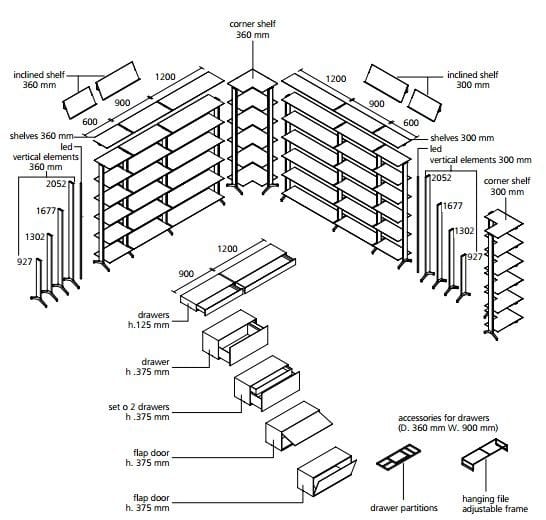 Алюминиевый модульный книжный шкаф Alias Aline ARCH-00049290 - Вид №2