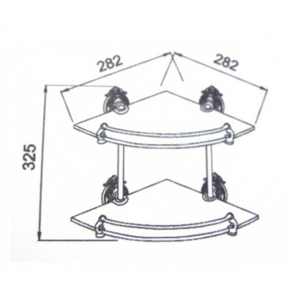 Полка стекло угловая двухэтажная Hayta (Германия) 13910-2/GOLD sun-id-561914 - Вид №1
