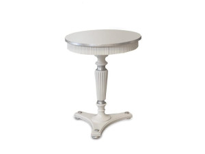 Высокий круглый журнальный столик из массива дерева