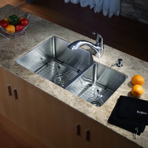 KHU123-32-KPF2210ORB-KSD30ORB Накладная раковина на столешницу  прямоугольная Krausru  - Вид №5