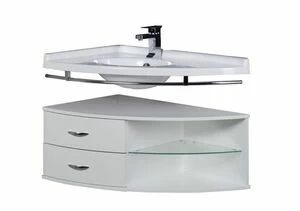 Тумба с раковиной Aquanet Корнер 89 L белый (открытая)