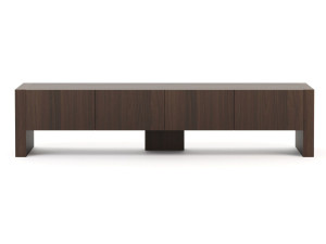 Низкий деревянный шкаф для телевизора с откидными дверцами