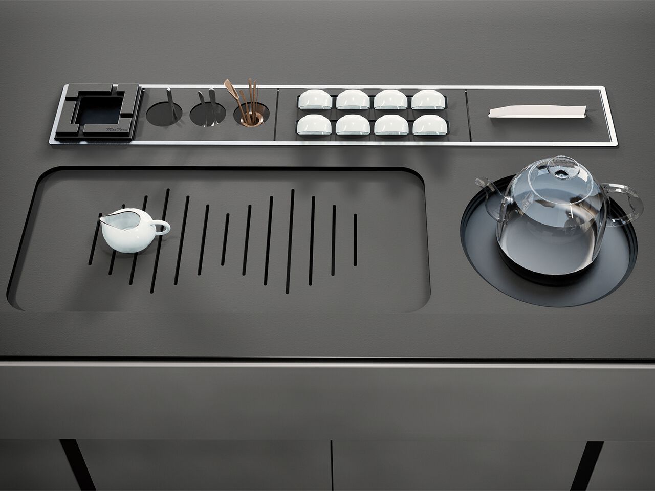 Прямоугольный стол для общественных мест со встроенными стульями MaxForm Titan ARCH-00062716 - Вид №4