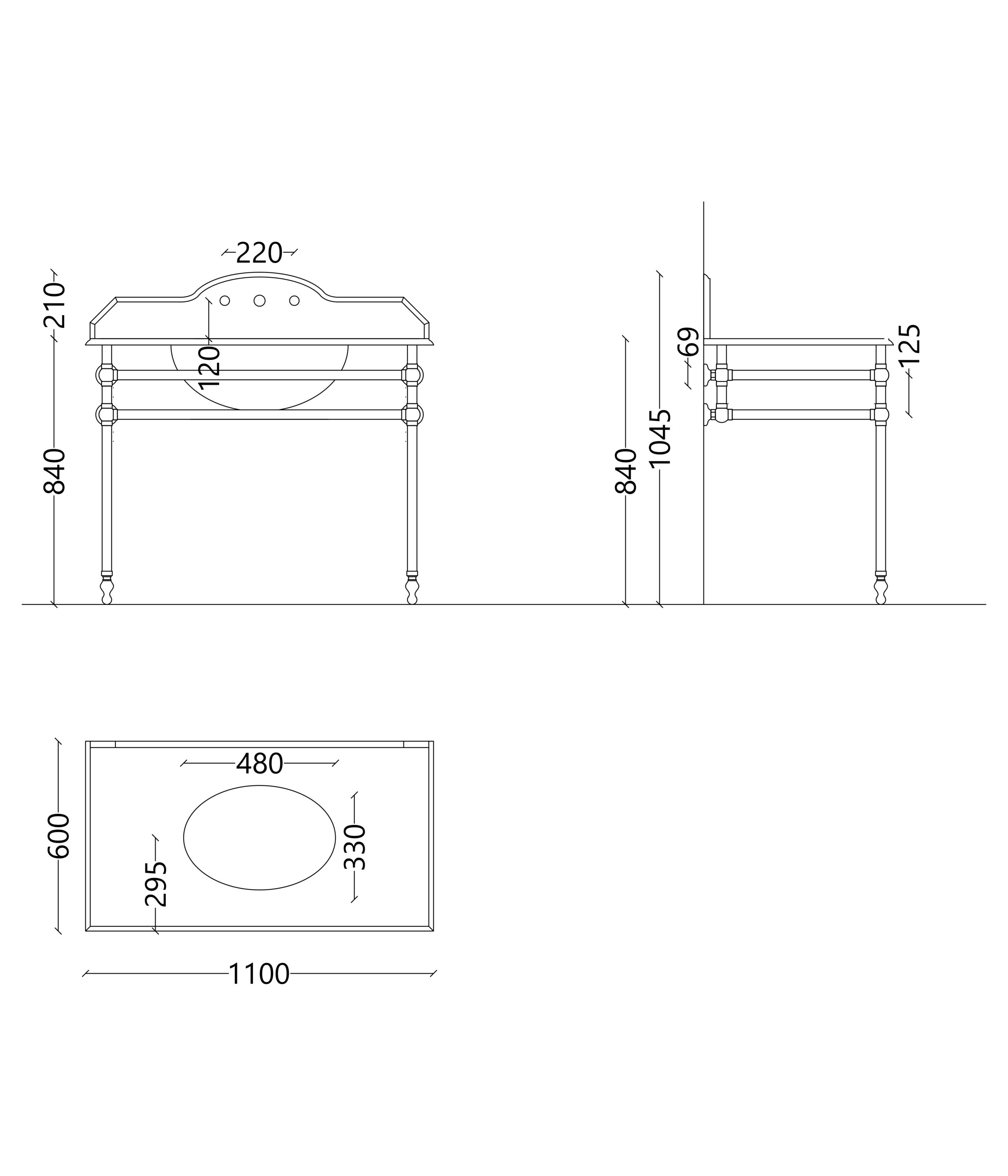 Овальная мраморная консольная раковина с держателем для полотенец Park Avenue MARBLE & METAL 2 ARCH-00116627 - Вид №2