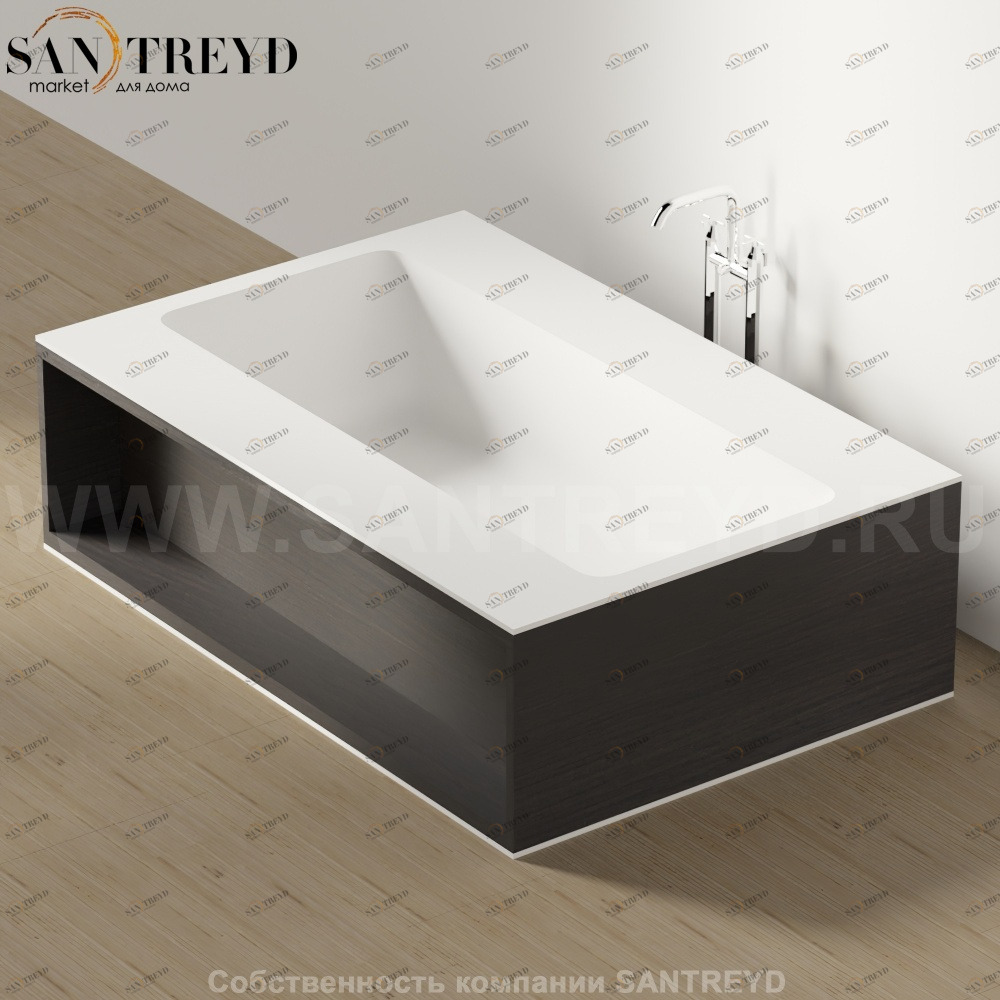 Ванна свободностоящая CARTESIO W с местом хранения с двух сторон темный дуб Agape AVAS0996RW