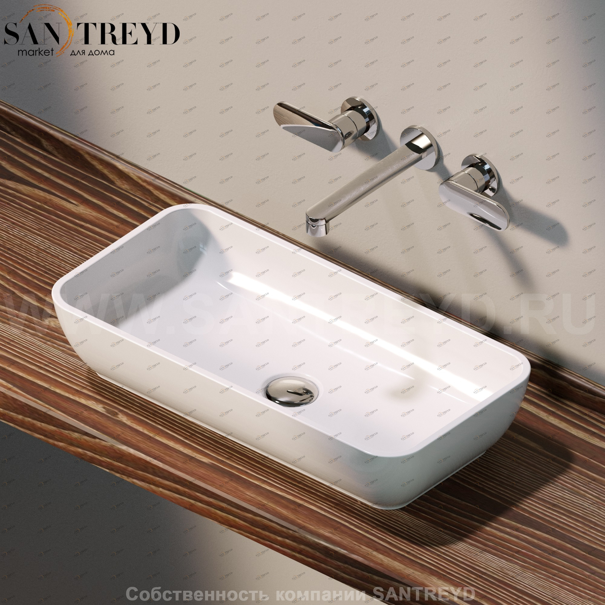 PS60A9016 Накладная раковина на столешницу  прямоугольная Ceramica Flaminia Pass