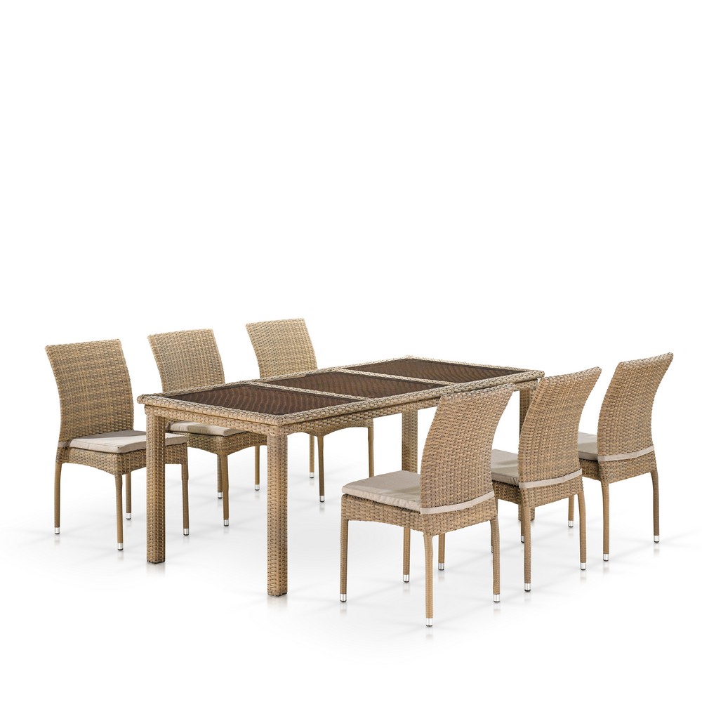 T365/Y380B-W65 6PCS Light Brown Комплект плетеной мебели T365/Y380B-W65 Light Brown (6+1) Afina 