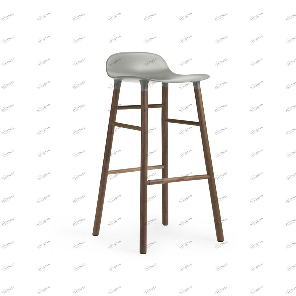 Барный стул Form с ножками из ореха 75 см, серый Normann Copenhagen 602805