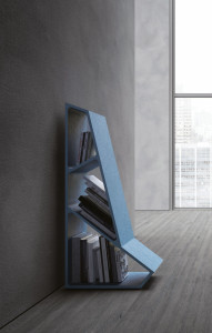 Двухсторонний книжный шкаф из лакированного бетона