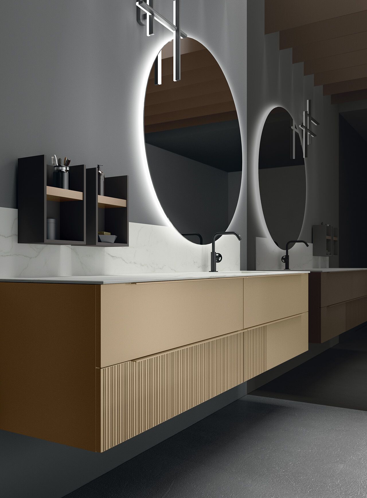 Подвесной умывальник с ящиками ARCOM Pollock текстуры ARCH-00104805 - Вид №1