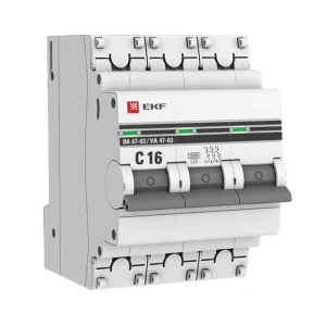 Автоматический выключатель EKF PROxima ВА47-63 3P C16 А 6 кА 82421302 STLM-2107420