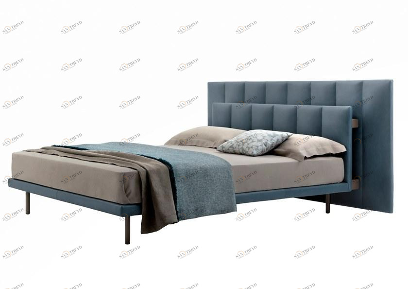 Zanotta Двуспальная кровать с мягким изголовьем из ткани или кожи sun-id-1437889