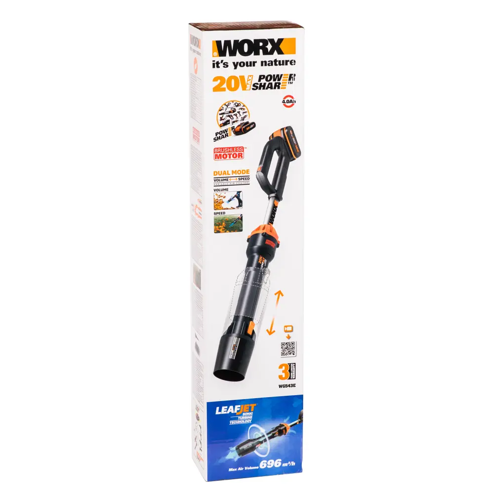 Воздуходувка аккумуляторная Worx WG543E 20 В АКБ 4 Ач и ЗУ в комплекте STLM-2013727 - Вид №4