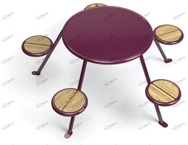 VESTRE Стол HPL для общественных мест со встроенными стульями sun-id-1417334