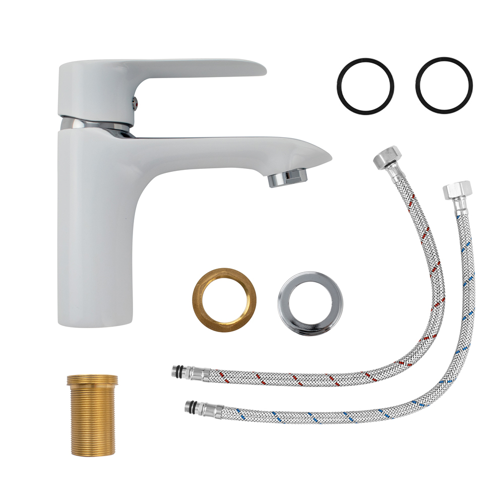 GFmark - Смеситель на раковину, шаровый, комбинированный, с белой эмалью, код: 5230  - Вид №4