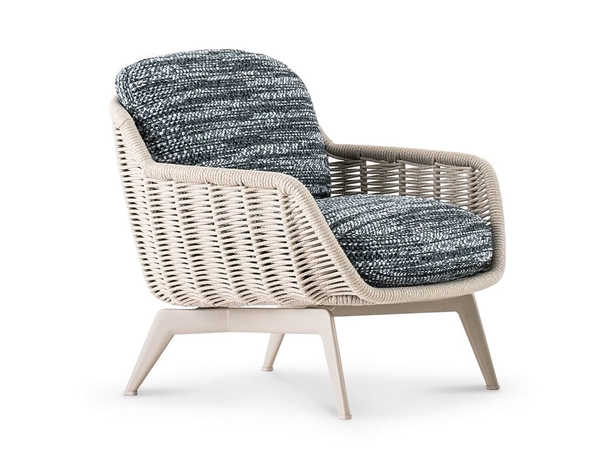 Веревочный и тканевый открытый стул с подлокотниками Minotti Belt Cord Outdoor ARCH-00107943