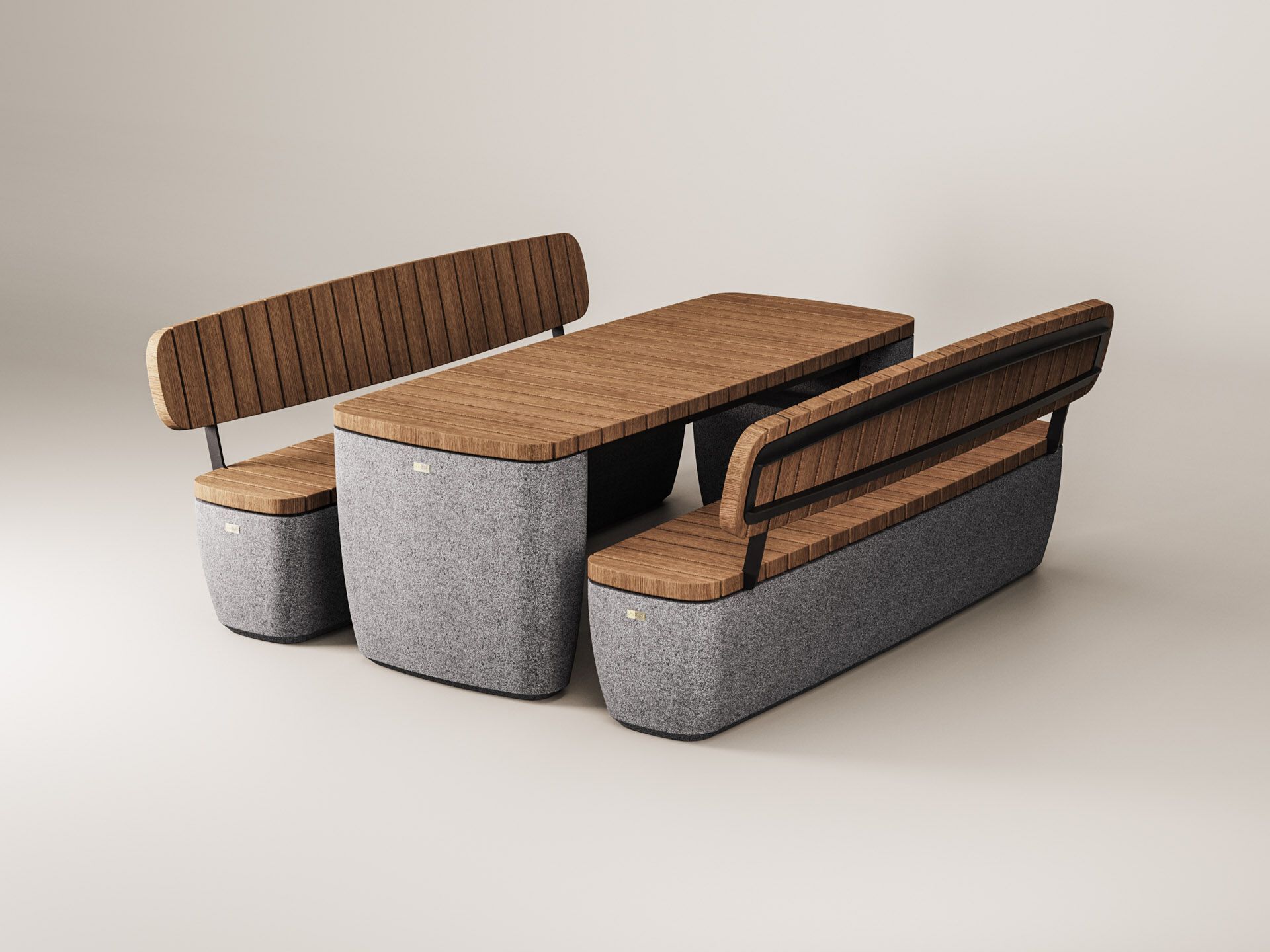 Бетонная и деревянная скамья со спинкой Kremen ARCH-00147114 - Вид №2