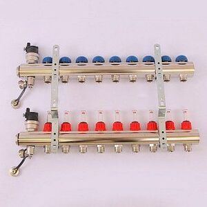 Коллектор 1"xМ 24 х19 9 выходов EMMETI TOPWAY с расходомерами и вентилями