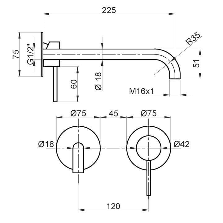 Настенный смеситель для раковины без слива Ercos Stilox ARCH-00098553 - Вид №2